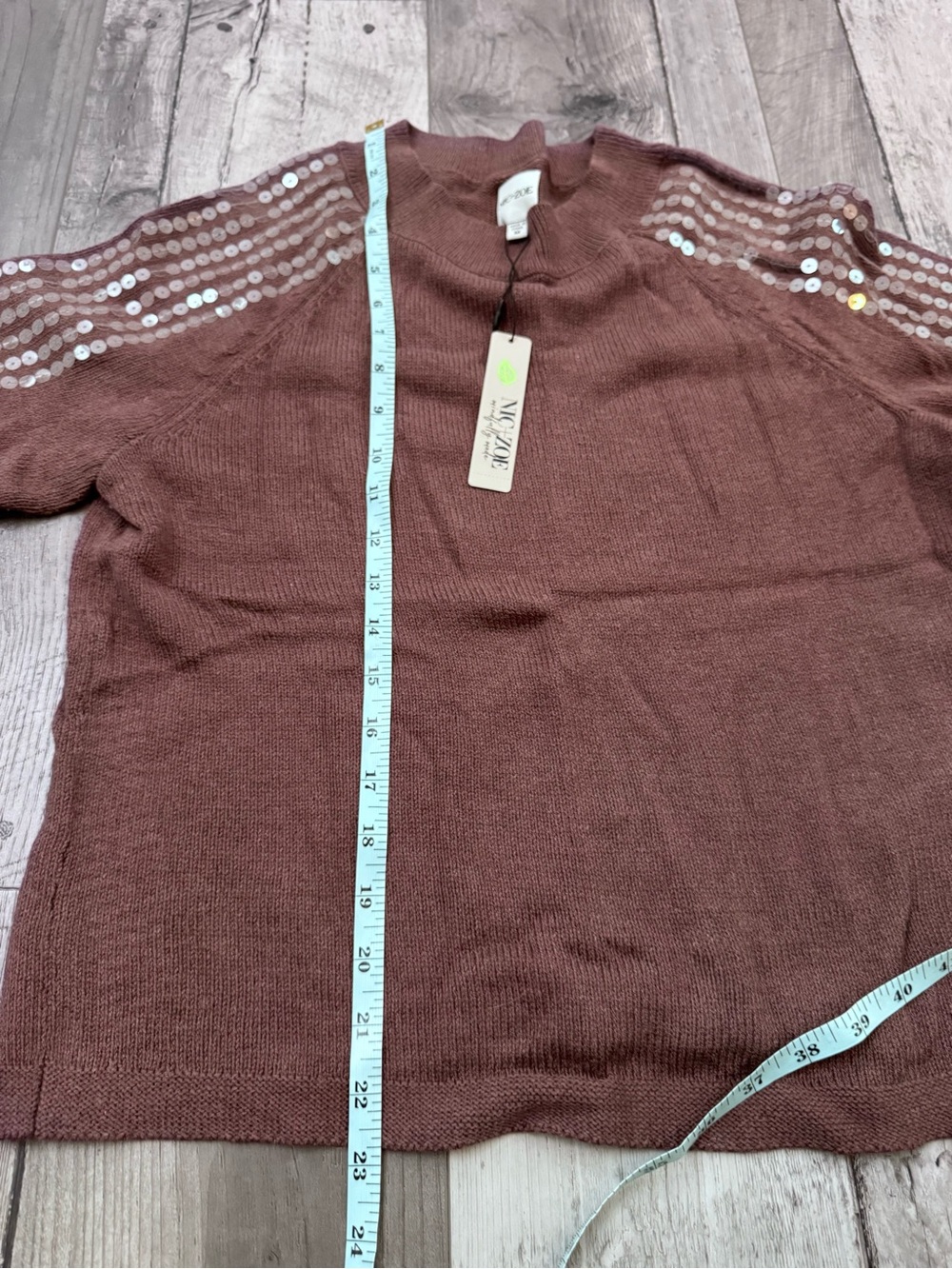 Nic+Zoe Subtle Shine Cotton Blend Sequin Sweater Pullover Medium New NWT $158 - Picture 6 of 7